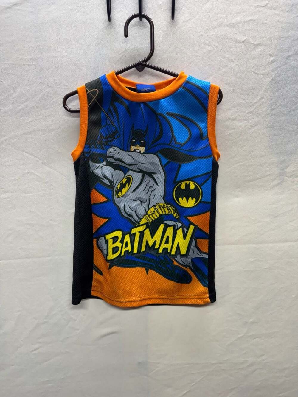 DC Comics Batman Tank Top Size 6 Blue Orange Mesh Athletic